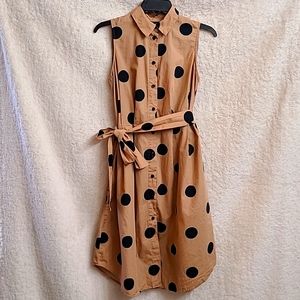 Tan and black polka-dot dress
